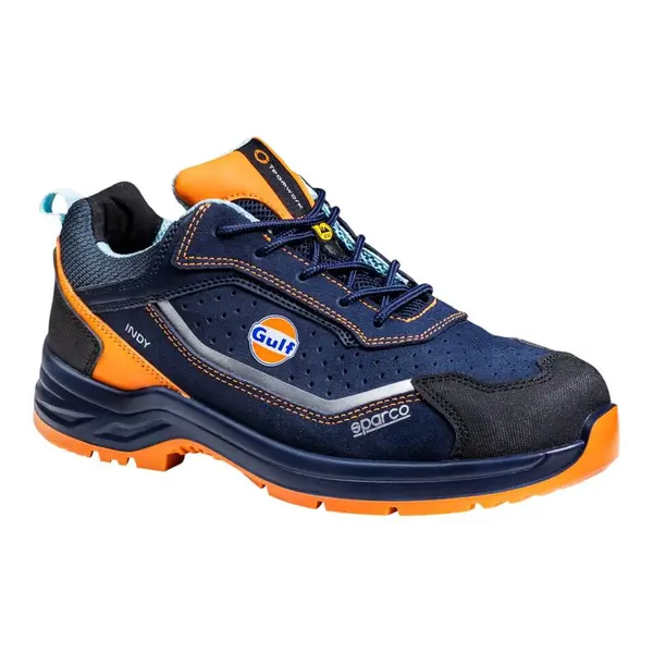 SPARCO 07538GU35BMAF Mechanics Shoes Indy Meteor Gulf S1PS, Navy Blue/Fluo Orange
