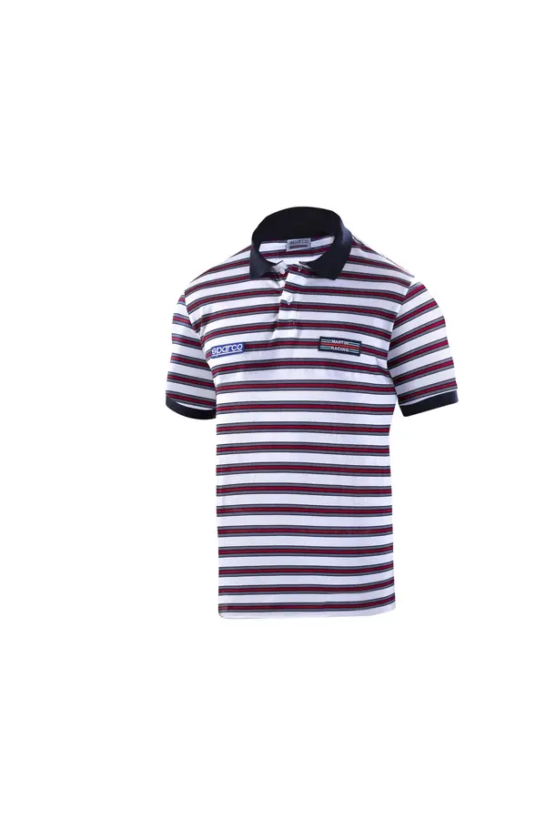 SPARCO 01396MRBI2M Polo MARTINI RACING Sportline Stripes, white