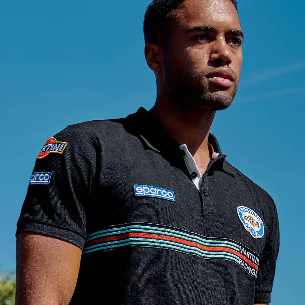SPARCO 01275MRNR2M Polo REPLICA MARTINI RACING, black