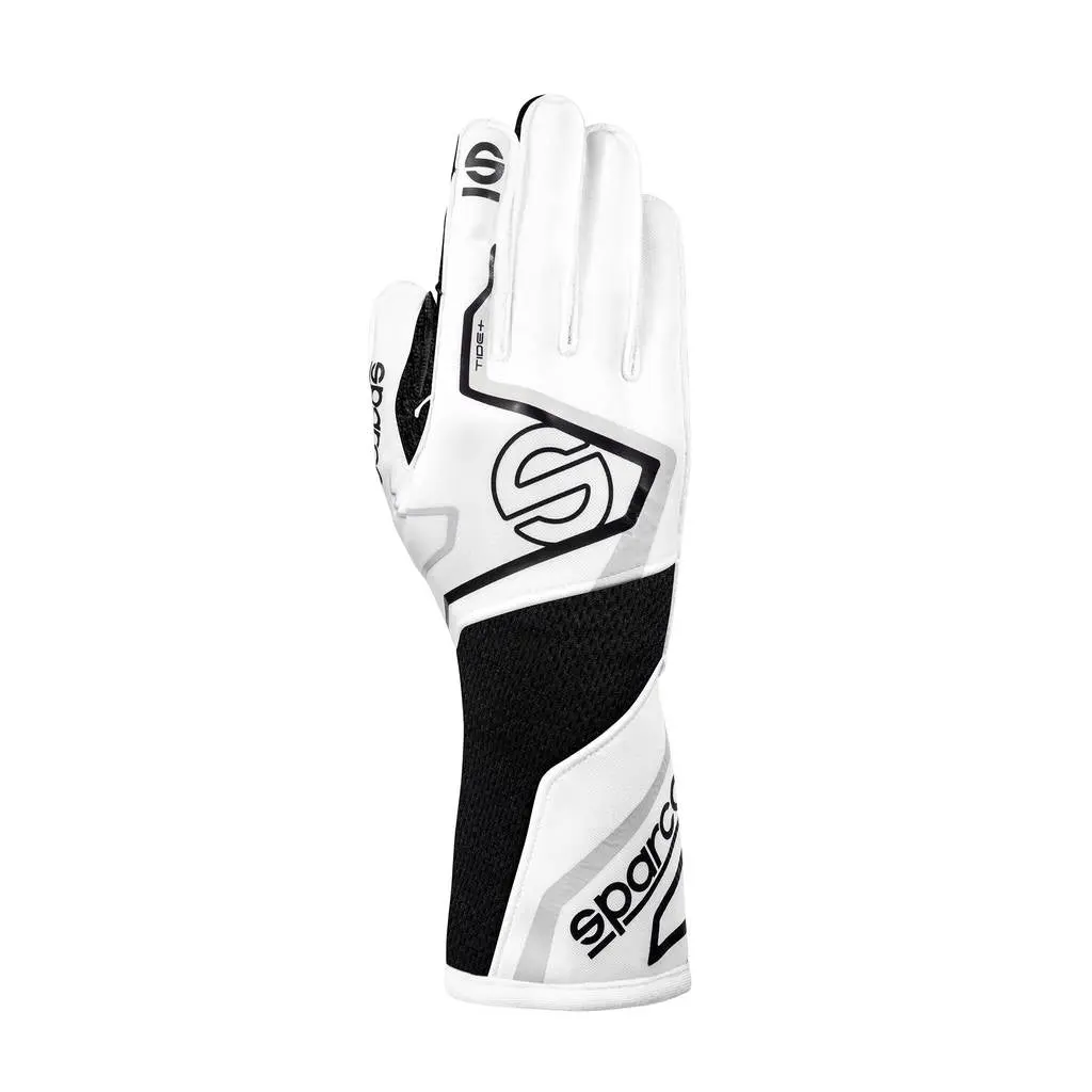 SPARCO BRG0001B0W08009 Racing Gloves Tide+, White / Black, Size 9