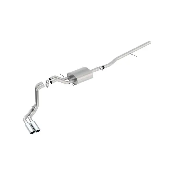 BORLA 140550 Cat Back Exhaust System Silv / Sierra 1500 2013- 5.3L Crew Cab Standard Bed (78.7") 153.0" Wheel Base ATACK Split Side Exit