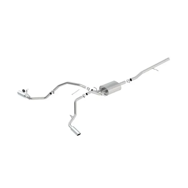 BORLA 140545 Cat Back Exhaust System Silv / Sierra 1500 2013- 5.3L Ext. Cab Standard,Crew Cab Short S-Type Split Side Exit