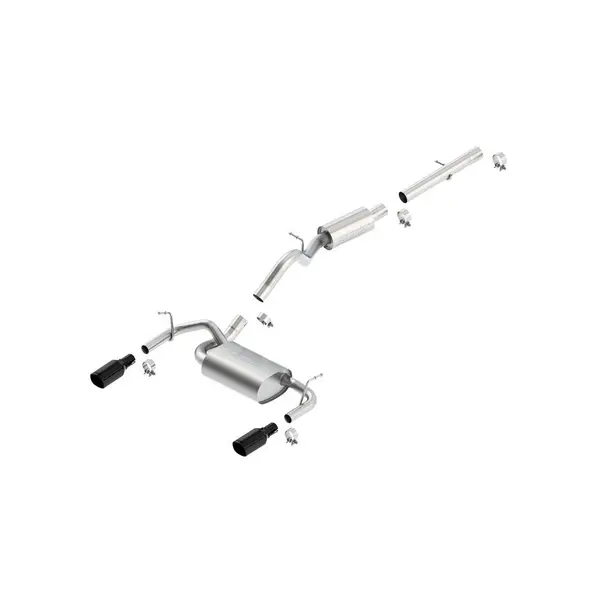 BORLA 140460BC Cat Back Exhaust System WRANGLER 2012- 3.6L 2-doors Black Chrome Tips