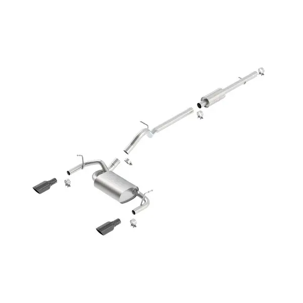 BORLA 140459BC Cat Back Exhaust System WRANGLER 2012- 3.6L 4-doors Black Chrome Tips