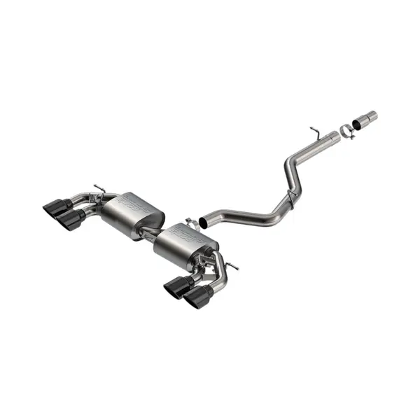BORLA 141029BC Cat-Back Exhaust 3", 2.50", S-Type (4.5" Black Chrome Tips) for VW Golf R (Mk8) 2022-2025