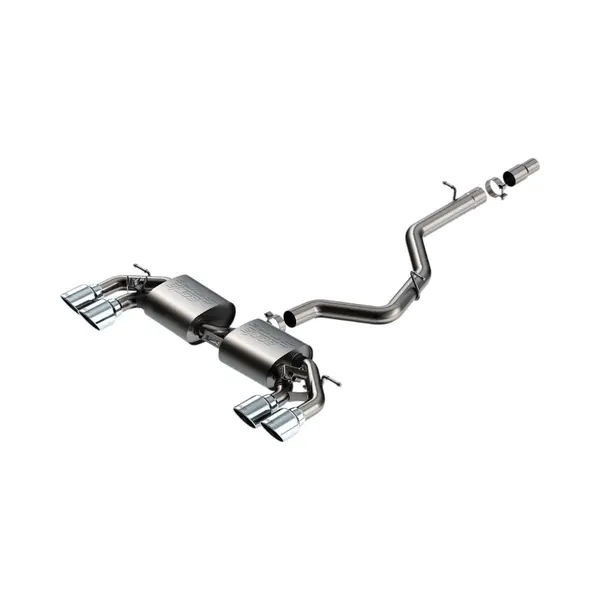 BORLA 141029 Cat-Back Exhaust 3", 2.50", S-Type (4.5" Bright Chrome Tips) for VW Golf R (Mk8) 2022-2025