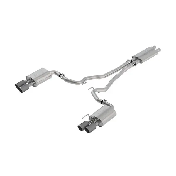 BORLA 1014045CF Cat-Back Exhaust System 2.5", Touring (4" RD X 9.5" And 4" RD X 6.2" Carbon Fiber Tips), With Valves for FORD Mustang GT 5.0L 2018-2023