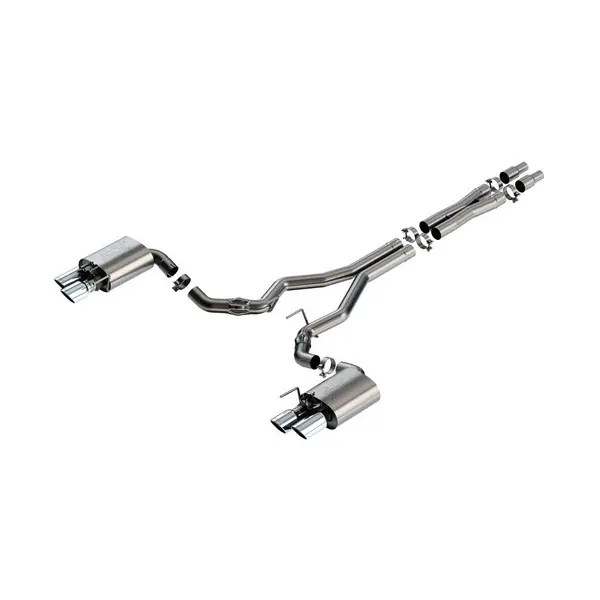 BORLA 140963 Cat-Back Exhaust System 3", ATAK (4" RD X 9.50" And 4" RD X 6.14" Tips), Active Exhaust for FORD Mustang GT 5.0L V8 2024