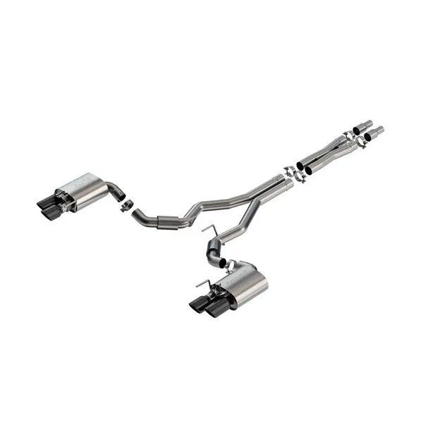 BORLA 140962BC Cat-Back Exhaust System 3", S-Type (4" RD X 9.50" And 4" RD X 6.14" Black Chrome Tips), Active Exhaust for FORD Mustang GT 5.0L V8 2024