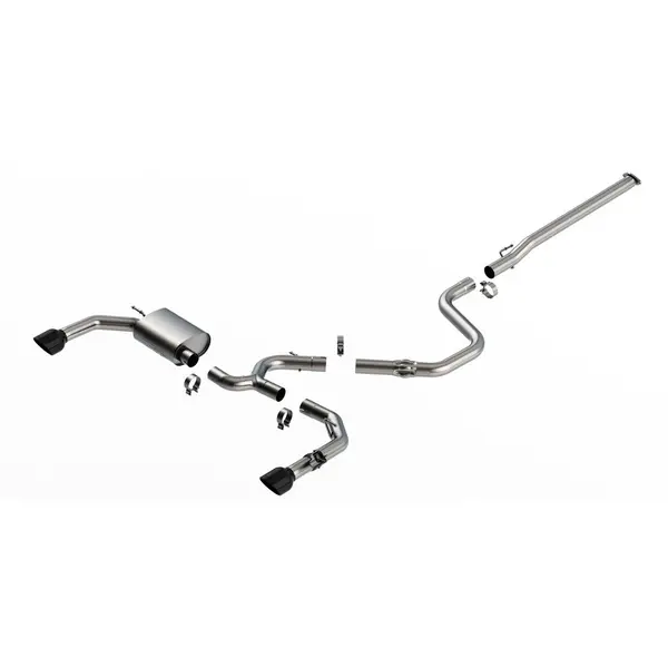 BORLA 140925BC Cat-Back Exhaust System ATAK 3", TIP 5" Black Chrome, T-304 Stainless Steel for HYUNDAI Elantra N 2.0L 2022-2023