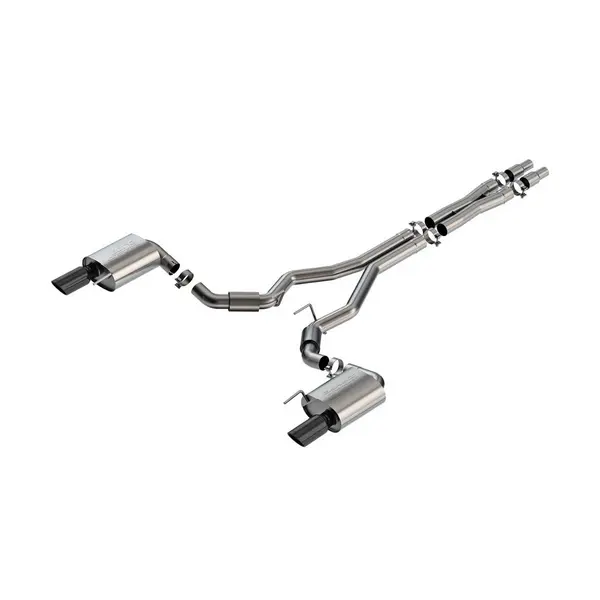 BORLA 140960BC Exhaust system Cat-Back S-type 3" S RD RL AC BC SR Tip: 4" RD X 10.50" Black chrome (Non-active exhaust) for FORD Mustang GT 5.0L V8 2024