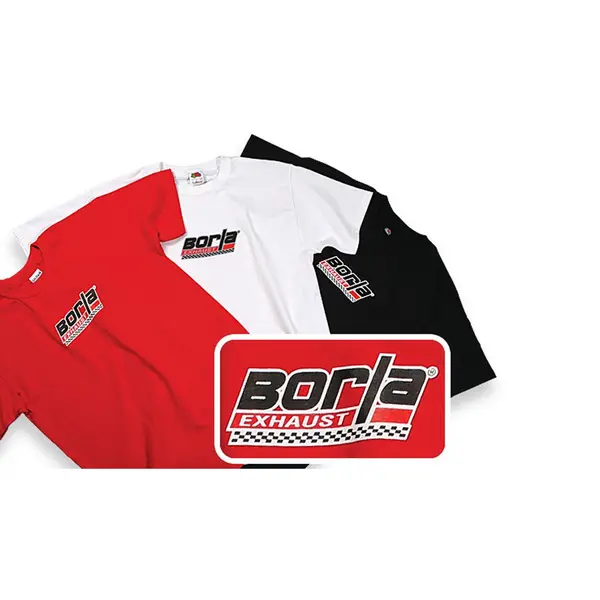 BORLA 21277 T-SHIRTS with CHECKERED BORLA LOGO, CREW NECK, MEN Black arge