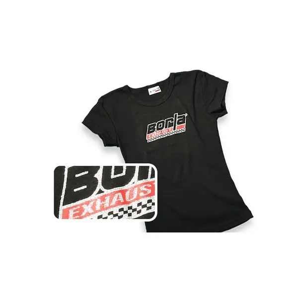 BORLA 21286 T-SHIRTS with CHECKERED BORLA LOGO, SCOOP NECK, WOMEN Black edium