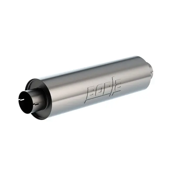 BORLA 401625 UNIVERSAL MUFFLER: 6.75 X 24.00" LG. X 3.53 I.D. W/NIPPLES, NOTCHED, OAL 29.00"