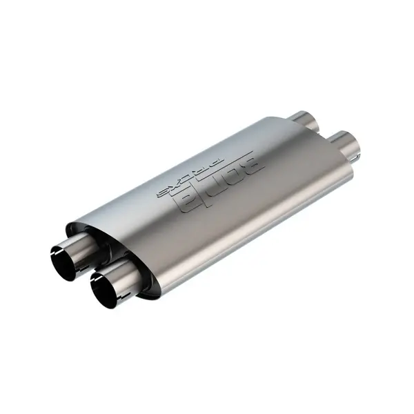 BORLA 400493 UNIVERSAL Performance Muffler, oval, silver ProXS, dual In / Out 2.25", dim. 19"x4"x9.5", Mounting clamp