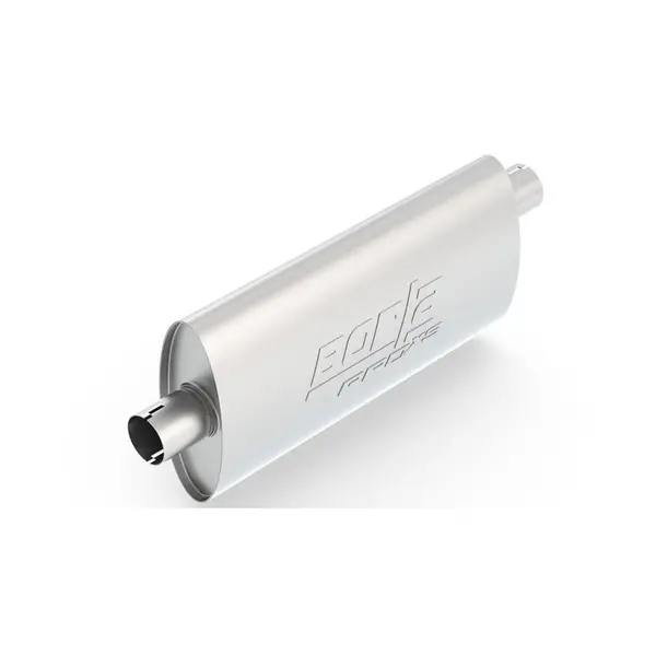 BORLA 400483 UNIVERSAL Performance Muffler, oval, silver ProXS, In / Out 2.25", Central / Offset, dim. 19"x4"x9.5", Mounting clamp