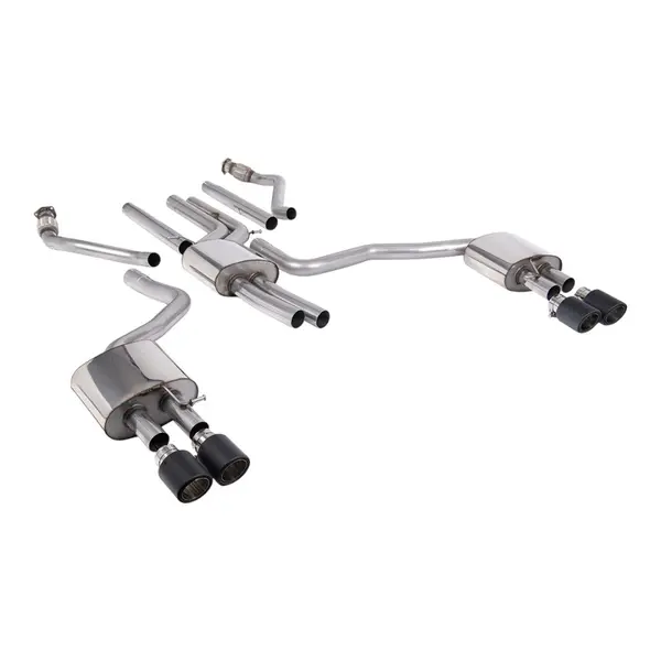 MILLTEK SSXAU1059 Cat-Back Exhaust, 2.76" (Carbon JET-100 Trims) for AUDI A6 3.0L TFSI S-Line (C7.5) 2015-2018