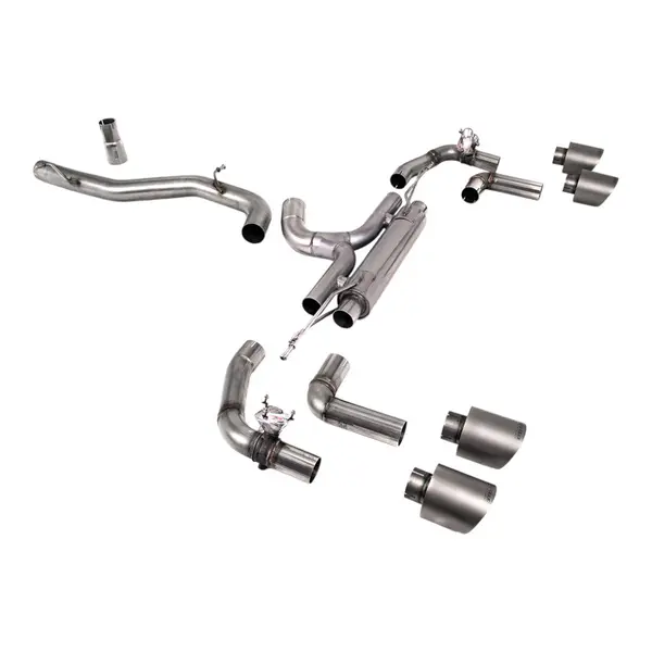 MILLTEK SSXVW669 Cat-Back Exhaust, 3.15" (Brushed Titanium GT-115 Trims) for VW Golf R