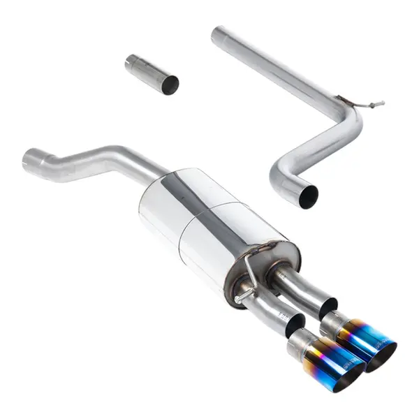 MILLTEK SSXVW736 Filter-Back Exhaust, 2.76" (Blue Titanium GT-90 Trims) for VW Polo 1.5 TSI (AW) GPF/OPF 2019-