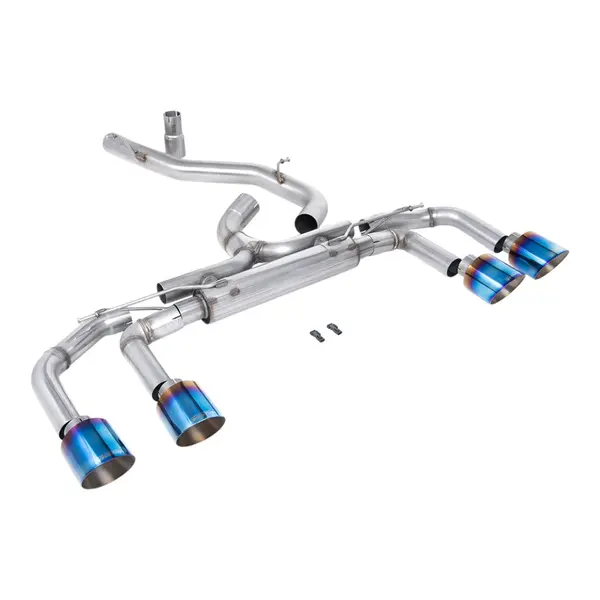 MILLTEK SSXVW706 Filter-Back Exhaust, 3.15" (Blue Titanium GT-115 Trims) for VW Golf R