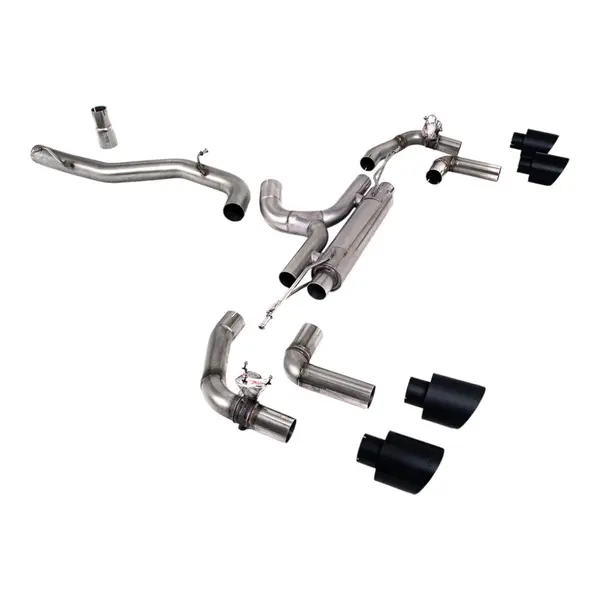 MILLTEK SSXVW668 Filter-Back Exhaust, 3.15" (Cerakote Black GT-115 Trims) for VW Golf R