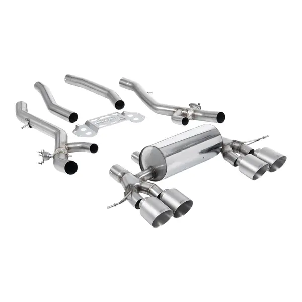 MILLTEK SSXBM1319 Secondary Cat-Back Exhaust, 3.15" (Brushed Titanium GT-115 Trims) for BMW M3 (G80 / G81) / M4