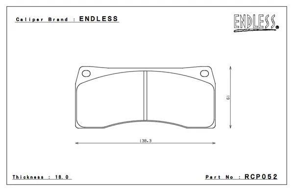 ENDLESS RCP052ME20 Brake pads 18mm 6-Piston caliper EC670