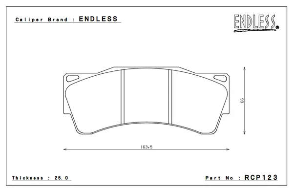 ENDLESS RCP123MX72 Brake pads 25mm 6-Piston Endless caliper