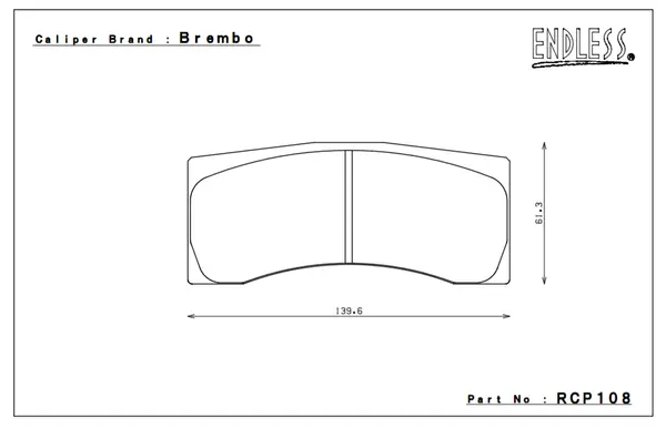 ENDLESS RCP108N35S Brake Pads for BREMBO racing calipers (front of Gr.N MITSUBISHI LANCER EVO) 17.5mm