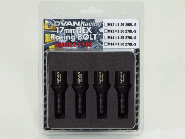 ADVAN YV0652 Lug bolt 17H Short 14X1.50 27mm Thread black