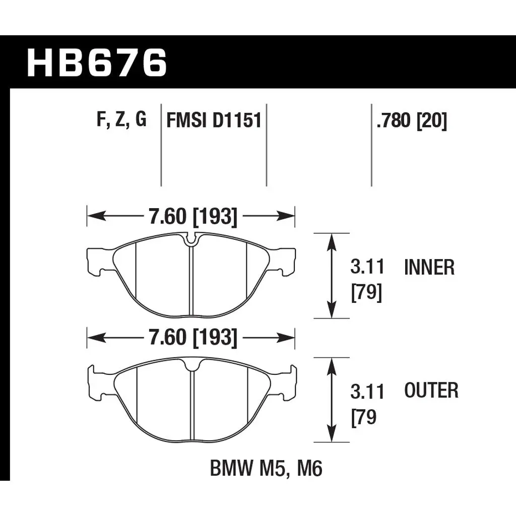 HAWK HB676G.780 Brake Pads DTC-60 Front BMW M5/M6 2006-2009