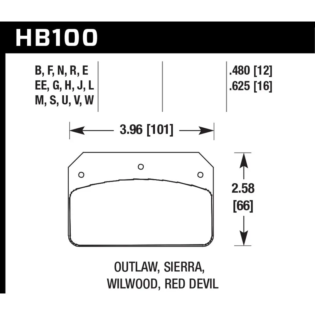 HAWK HB100N.480 Brake Pads HP Plus