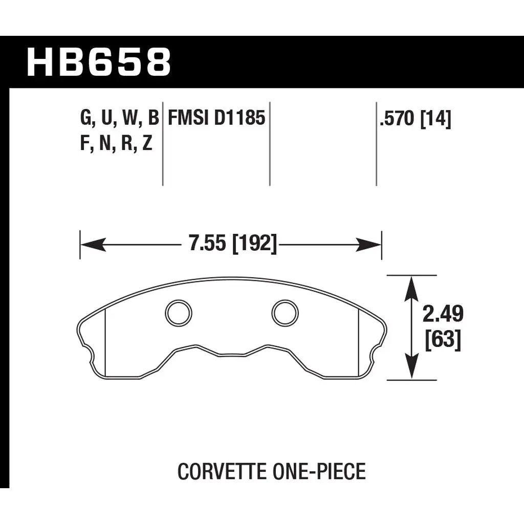 HAWK HB658N.570 Brake Pads HP Plus Front CHEVROLET CORVETTE Z06 2006-2008