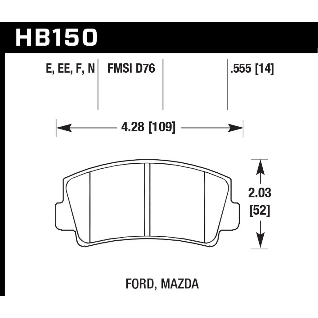 HAWK HB150N.555 Brake Pads HP Plus Front MAZDA RX-7
