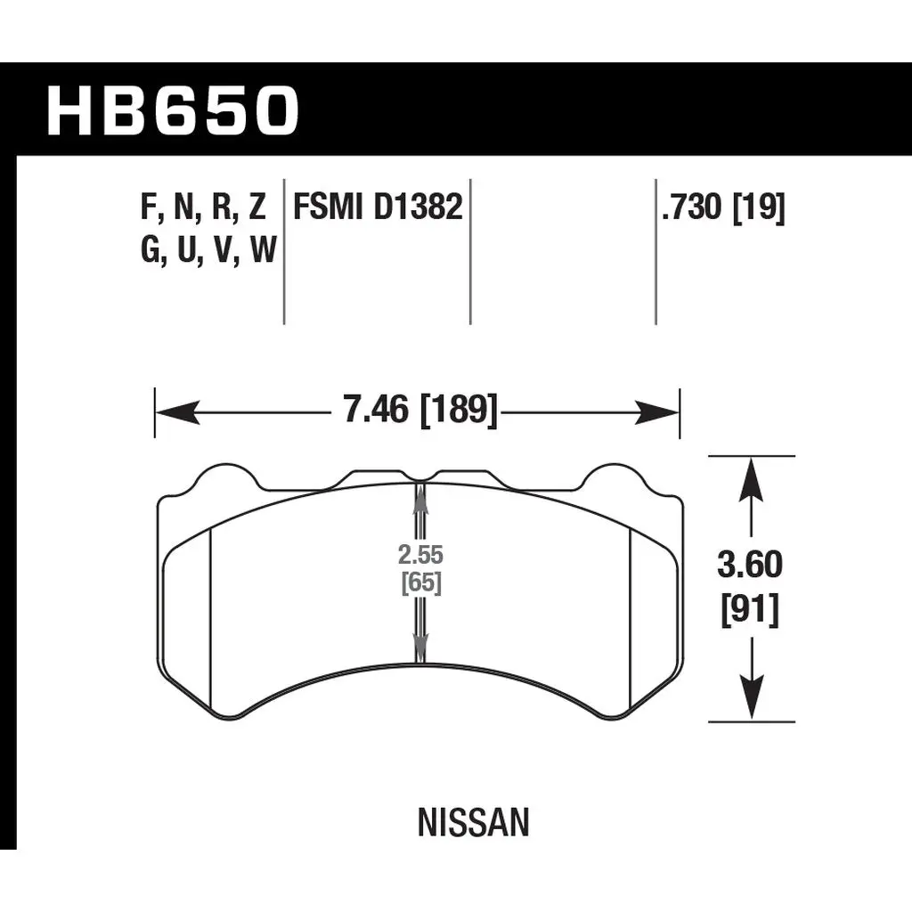 HAWK HB650N.730 Brake Pads HP Plus Front NISSAN GT-R R35 2009+