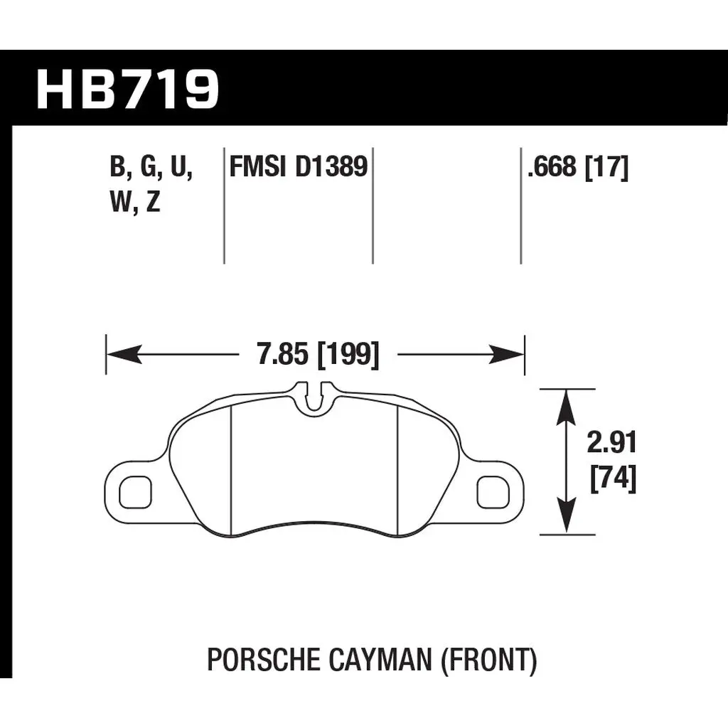 HAWK HB719B.668 Brake Pads HPS 5.0 Front PORSCHE 718 Boxster/Cayman/911 Carrera 4 2009-2016