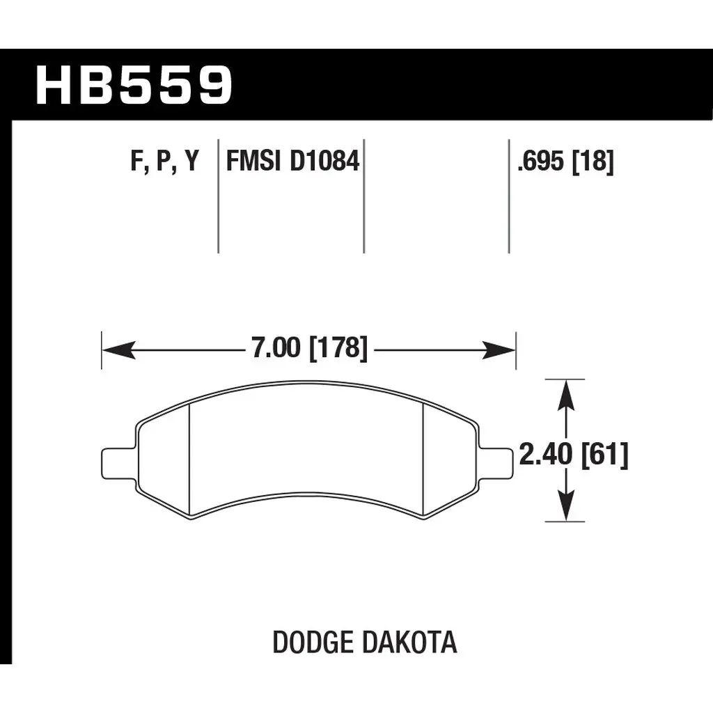 HAWK HB559F.695 Brake Pads HPS Front Ram 1500 Sport 2011-2016