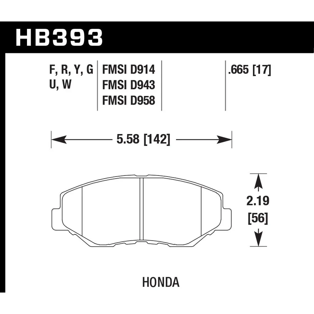 HAWK HB393N.665 Brake Pads Street HP+