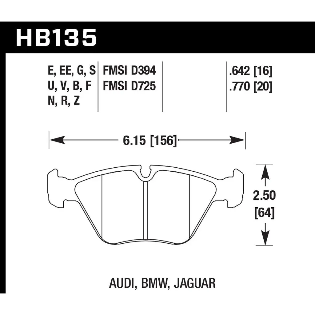 HAWK HB135D.760 Front Brake Pads ER-1 Endurance Racing for BMW Z3 3.2L 1999-2002