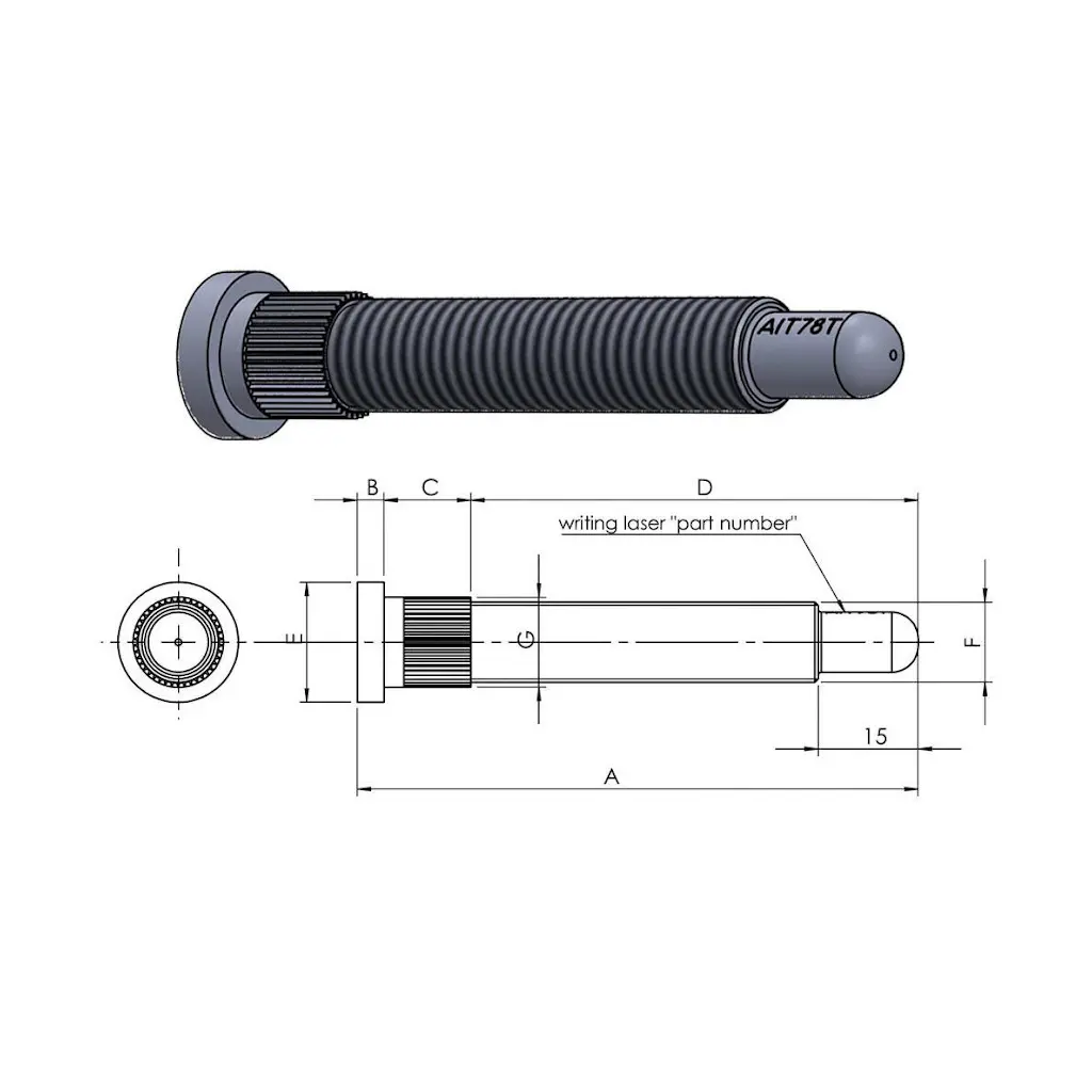 A.I.TECH AIT-81G Wheel stud 14x1,5 L.81 for VW / AUDI / PORSCHE