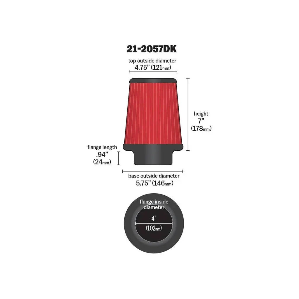 AEM 21-2057DK DryFlow Air Filter Kit 4" x 7"