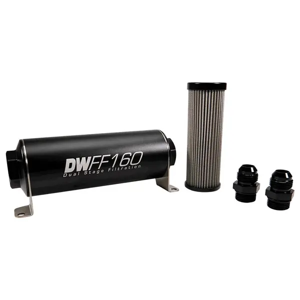 DEATSCHWERKS 8-03-160-010K-10 In-line fuel filter element and housing kit, stainless steel 10 micron, -10AN, 160mm. Universal