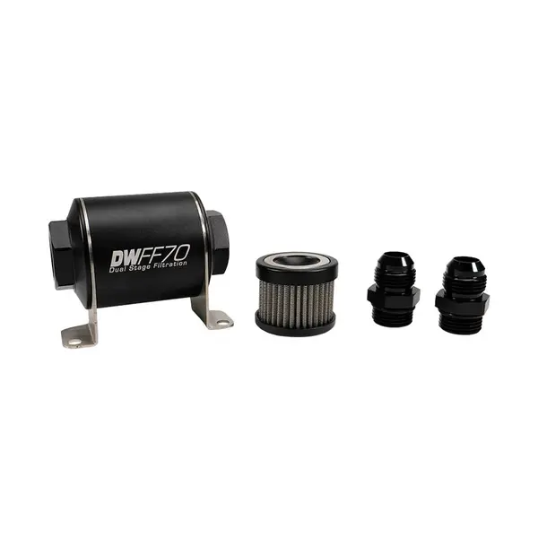 DEATSCHWERKS 8-03-070-010K-10 In-line fuel filter element and housing kit, stainless steel 10 micron, -10AN, 70mm. Universal
