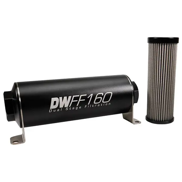 DEATSCHWERKS 8-03-160-040K-10 In-line fuel filter element and housing kit, stainless steel 40 micron, -10AN, 160mm. Universal