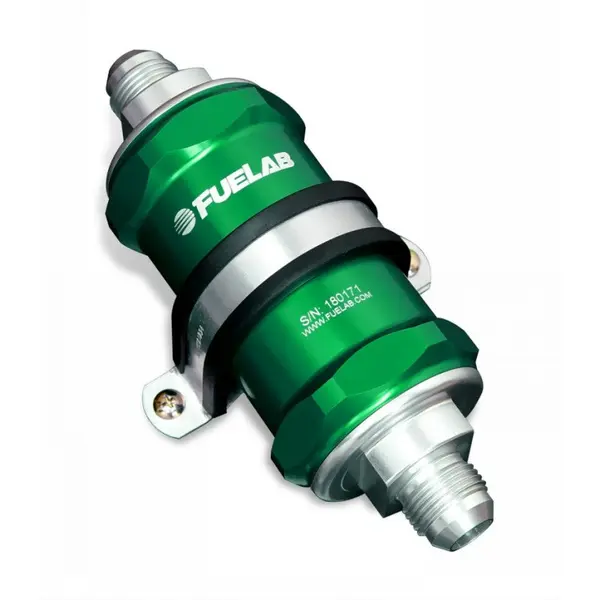 FUELAB 81814-6 In-Line Fuel Filter (12AN in/out, 3 inch 40 micron stainless steel element) Green