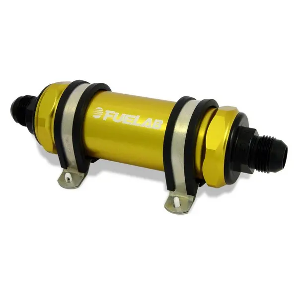 FUELAB 82802-5 In-Line Fuel Filter (8AN in/out, 5 inch 10 micron paper element) Gold