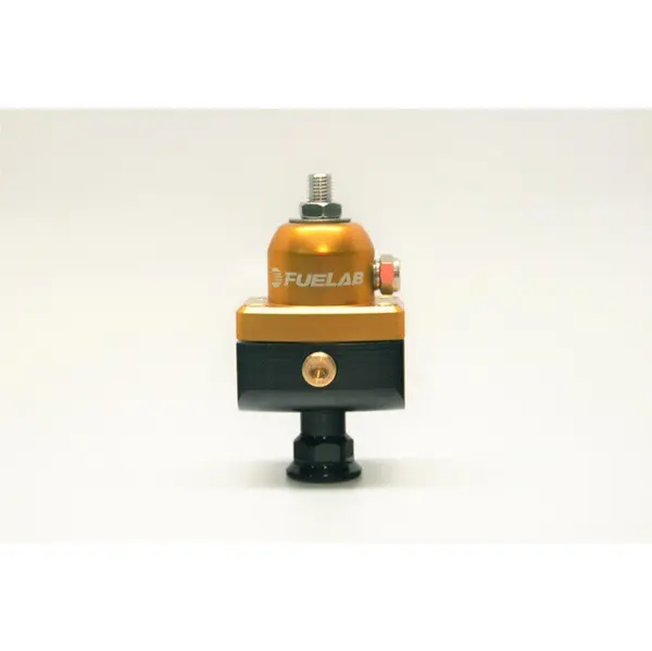 FUELAB 57502-5 Mini Fuel Pressure Regulator Blocking Style Carbureted (1-3 psi, 6AN-In, 6AN-Out) Gold