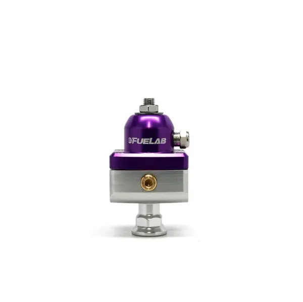 FUELAB 57502-4 Mini Fuel Pressure Regulator Blocking Style Carbureted (1-3 psi, 6AN-In, 6AN-Out) Purple