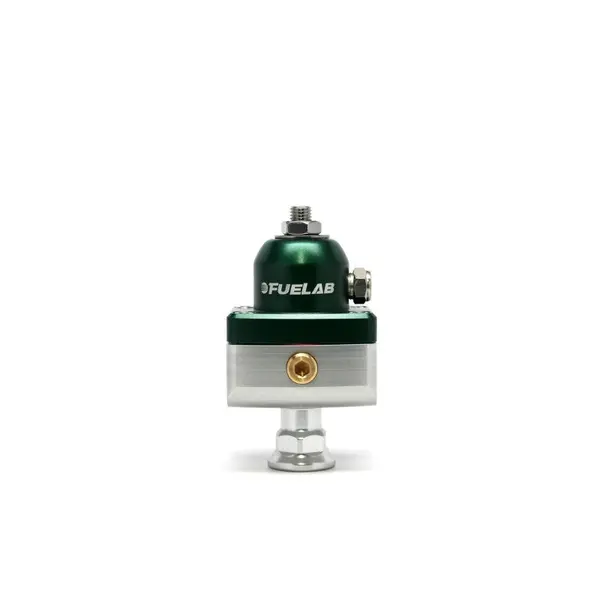 FUELAB 57504-6 Mini Fuel Pressure Regulator Blocking Style Carbureted (25-65 psi, 6AN-In, 6AN-Out) Green