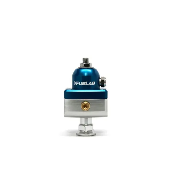 FUELAB 57501-3 Mini Fuel Pressure Regulator Blocking Style Carbureted (4-12 psi, 6AN-In, 6AN-Out) Blue